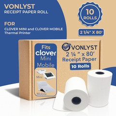 Receipt Paper for Clover Mini and Clover Mobile Thermal Printer 2 1/4 X 80 (10 R