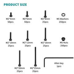 750 Pcs M2 Screws Bolts and Nuts Assortment Kit Small Hex Socket Head Cap…….