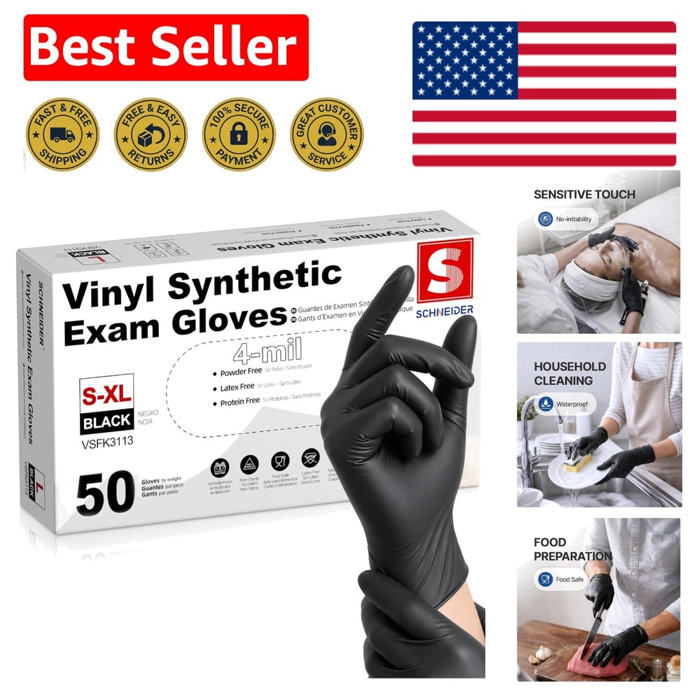 Medium 4-Mil Disposable Black Vinyl Gloves – Perfect for Medical & Cooking Use