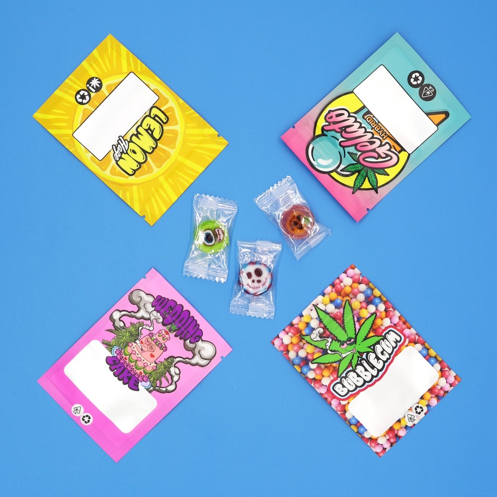 Pack of 100 Smell Proof Flat Matte Resealable Window Bags with Tear Notch (1g)