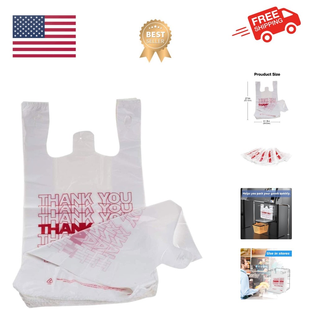 Bulk 100 Plastic Grocery Bags with Handles – Perfect for Small Business & Retail