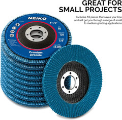 11143A 10 Pack Zirconia Flap Discs 4-1/2 for Angle Grinder, 60 Grit Flapper Whe