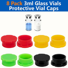 8 Pcs 3ml Silicone Vial Caps Leakproof Reusable Glass Vial Covers 4 Colors