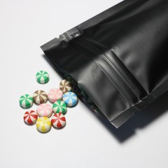 Variety of Sizes for 100pcs Matte Black Metallic Foil Stand-Up Resealable Bags