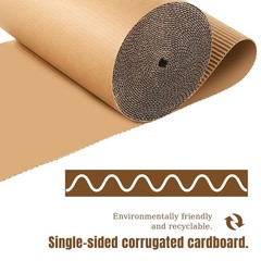 12 x 394 Inch Corrugated Cardboard Roll, Singleface Corrugated Paper Roll B Flut