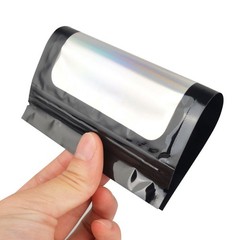 400PCS Holographic Mylar Foil Bag Resealable Zipper Pouch Packaging Clear Front