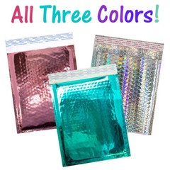 8.5×12 Holographic, Pink, Teal METALLIC BUBBLE MAILERS, Poly Padded Envelopes!