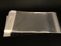100 Clear Cello Bags HANG TOP, Resealable Self Adhesive OPP Poly Hang Hole bag