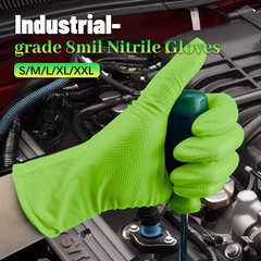 Heavy Duty Green Industrial Nitrile Gloves with Raised Diamond Texture, 8-mil