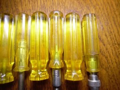 6 Amber/Yellow Blank Screwdriver File Pick Awl Handles 3″ DIY Tool Grips MI USA