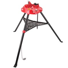 VEVOR 460-6 Tripod Pipe Chain Vise 6″ Capacity Foldable Steel Legs w/ Tool Tray