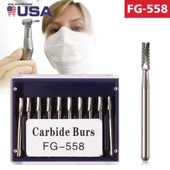 Dental Midwest FG #558 Straight Fissure Crosscut Carbide Burs 10-100Pk