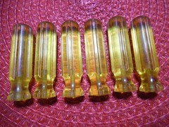 6 Amber/Yellow Blank Screwdriver File Pick Awl Handles 3″ DIY Tool Grips MI USA