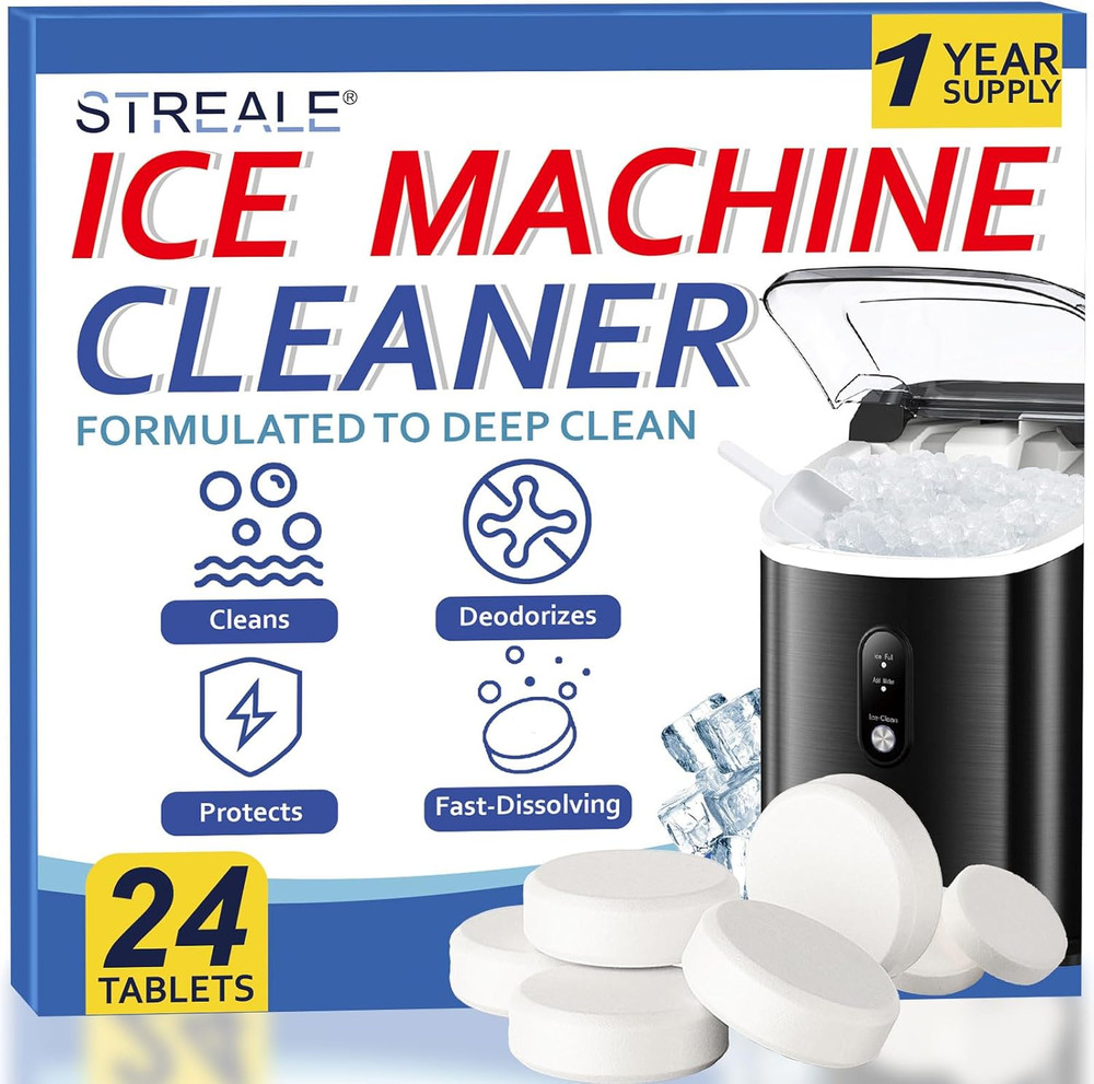 Ice Machine Cleaner Maker and Descaler – 24 Ice Maker Cleaner Tablets Compatible