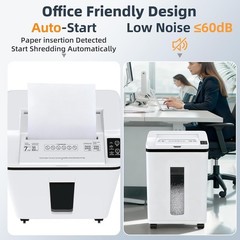 200-Sheet Auto Feed Paper Shredder P-5 Micro Cut 5.8 Gal 60 dB for Office Home