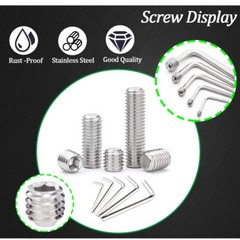 525PCS Metric + SAE Set Screw Assortment Kit 24 Size 304 Stainless Steel Grub…