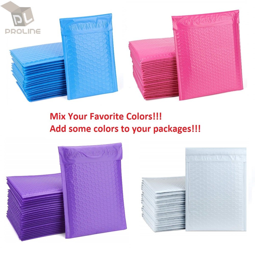 Mix Your Color 200 Poly Bubble Padded Envelopes Mailers #2 8.5×12 (Inner 8.5×11)