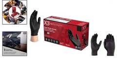 First Glove Black Nitrile Light Industrial Disposable Gloves 3 Mil, Latex Free