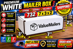 200 – 7 x 3 x 2 White Corrugated Shipping Mailer Packing Box Boxes