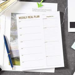 Undated Weekly Meal Planner Notepad with Magnetic Back and Grocery List