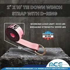 USA 2″ x 10′ Winch Lasso Strap D Ring Tow Truck Trailer Wheel-Lift Tire Harness