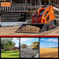 24HP Mini Skid Steer Tracked Loader 3-Pumps 2-Cylinder Gas Engine FREE SHIPPING