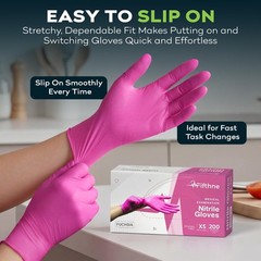 50Pk 3 Mil Pink Nitrile Disposable Gloves Powder Latex Free Medical Exam XSmall