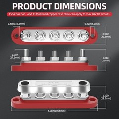 DaierTek Power Distribution Block with Cover Mini 5 x 5M6+0S, red or black