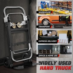 2-IN-1 660lbs Heavy Duty Aluminum Steel Folding Hand Truck Luggage Trolley Cart
