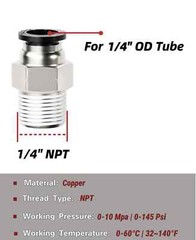 Air Line Tubing Kit 1/4” OD 50ft Nylon Hose 1/4” NPT Push to Connect Fittings