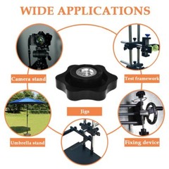 4 Pcs 1/4″-20 Inch Knob Black Nylon Screw-On Type Thru Threaded Knob Nuts 6-Star