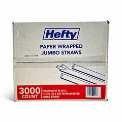 Hefty Jumbo Translucent Idividually Wrapped Plastic Straws, 7.75″ – 3,000 Count