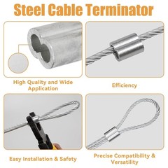 1/8″ (3Mm) Aluminum Crimping Loop Sleeve for Wire Rope, Cable Ferrule (100Pcs)