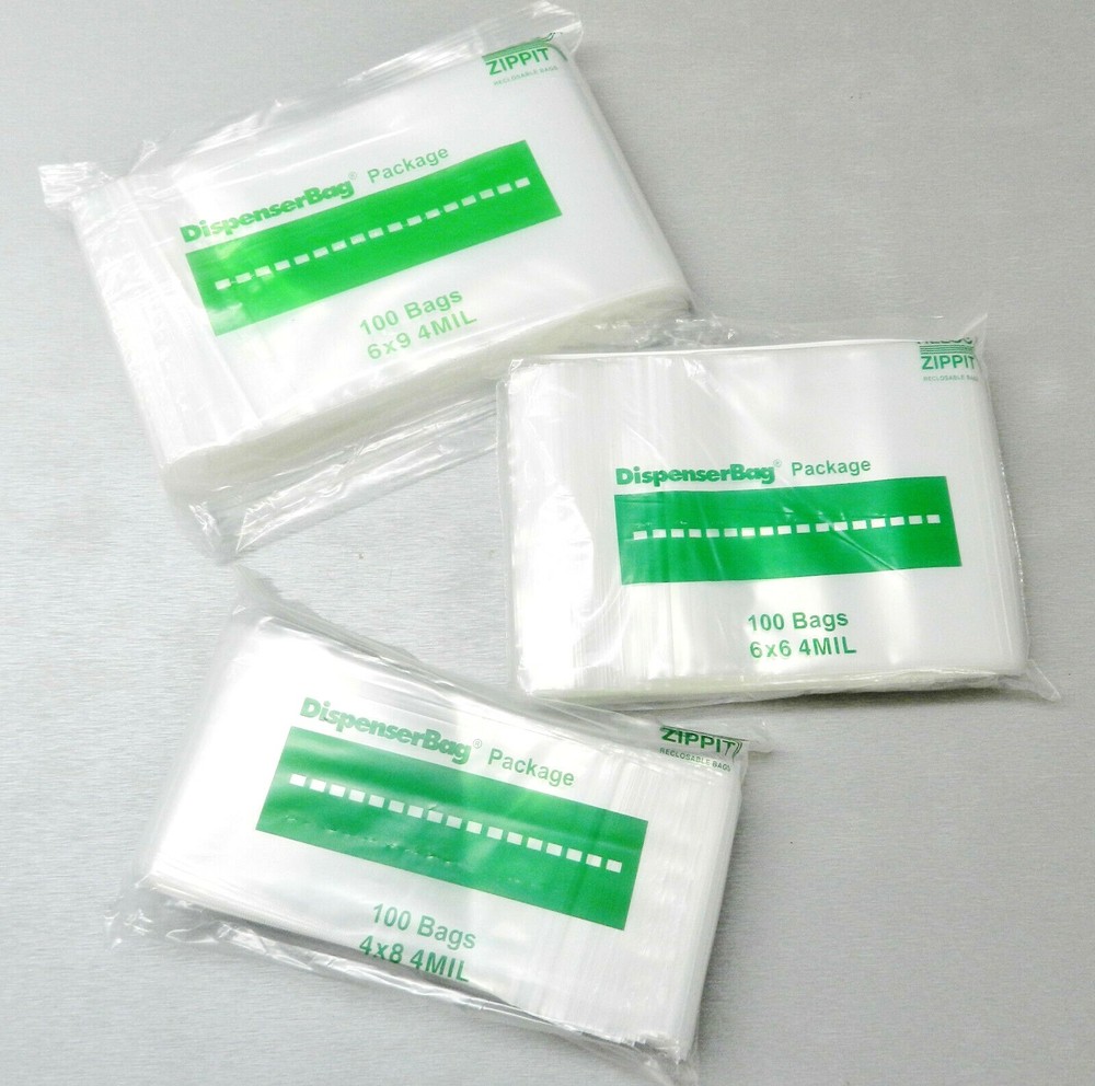 300 Zippit Bags 4Mil Thick Assortment 3 Sizes 4×8 6×6 6×9 Heavy Duty Bags 100 @