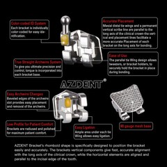 AZDENT 10X Dental Ortho Brackets Mini/Standard MBT/Roth 022/018 Hooks 3 4 5