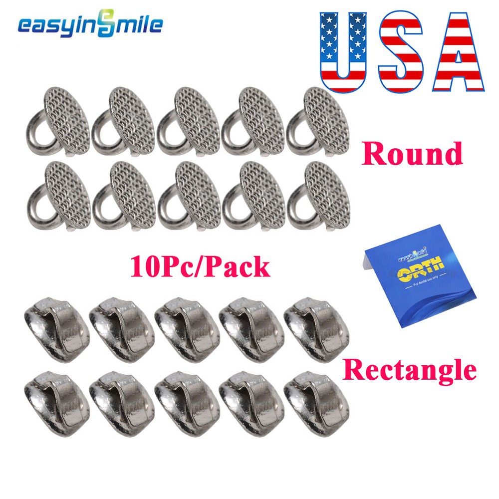 10PCS Orthodontic Lingual buttons Round/Rectangle Direct Bond Eyelets mesh base