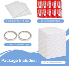 15 Sets Vinyl Record Mailers, 12.5″ X 12.5″ X 1″ LP Shipping Mailer Boxes, White
