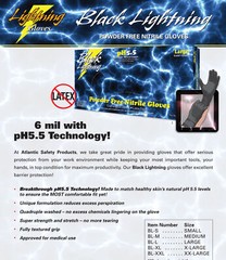 Box of 100pcs Black Lightning Nitrile 6Mil Gloves Size Medium by Atlantic Safety