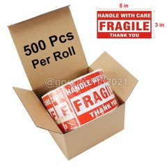 3″ X 5″ 500 Fragile Stickers Handle With Care Warning Mailing Shipping Labels US