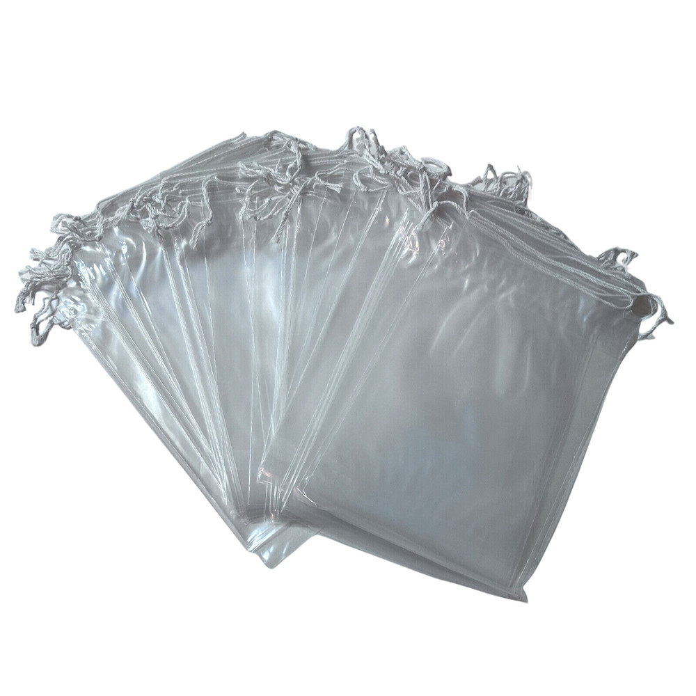 Poly Plastic Bags Double Drawstring Clear 2 MIL High Clarity (50 Qty 5″ x 8″)