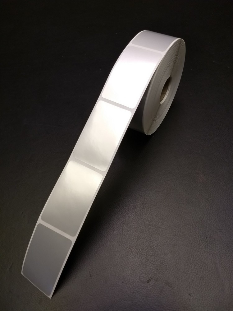 Silver Polyester/Mylar Thermal Printer Label Roll,1.5″ x 2.5″, 500/roll,1″ core