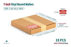 Jiazalpak 7 Inch 45 RPM Record Mailers (NOT for 12″ LPs), 7.5 25 Pack, Brown