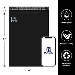 1000 6×9 Poly Mailer Envelopes Self Sealing Shipping Mailer Bags Black POLYSELLS