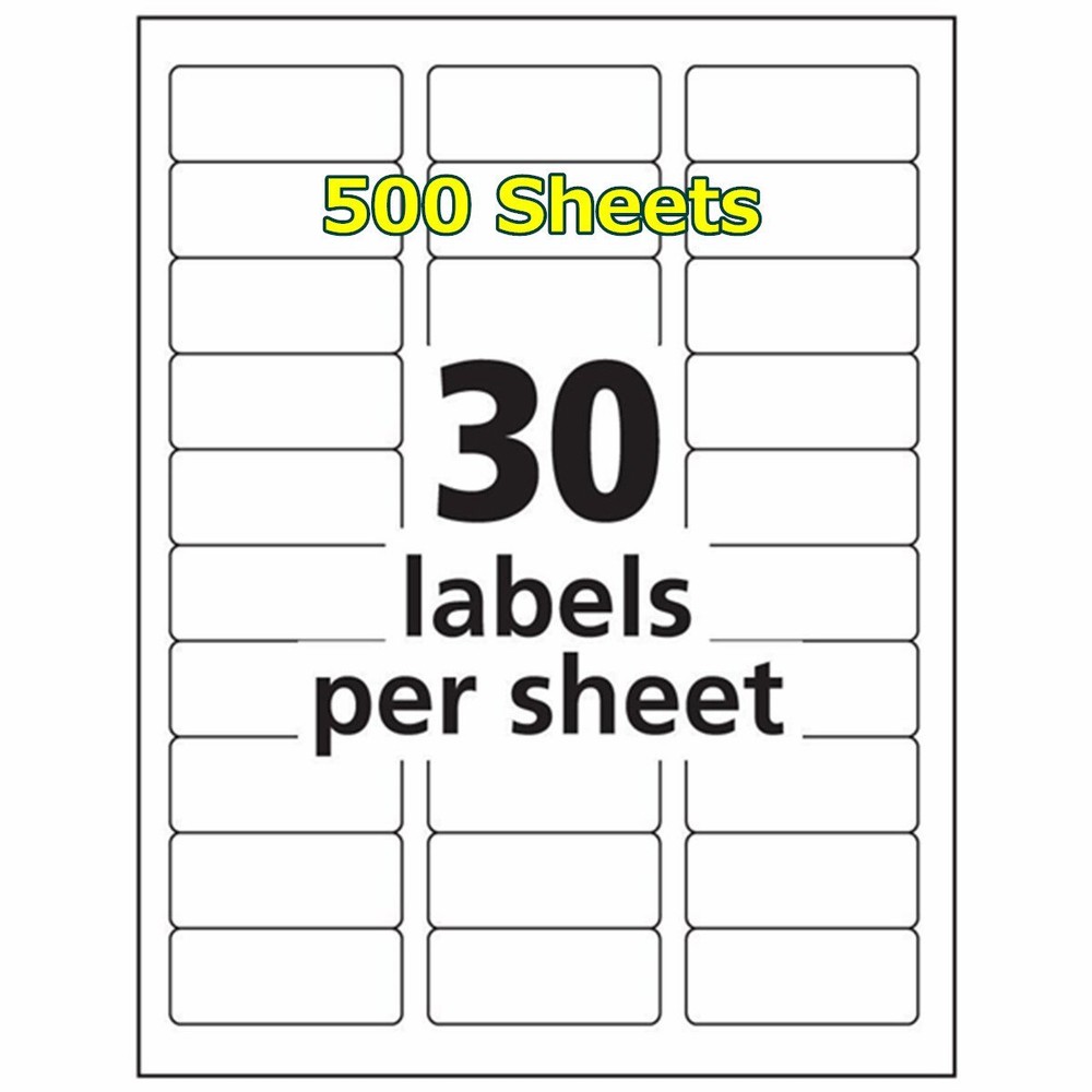 1 x 2 5/8 15000 Address Shipping Labels Laser Injet Adhesive 500 Sheet 2.625 x 1