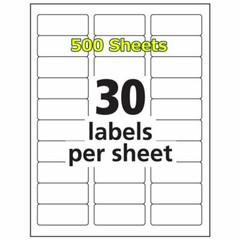 1 x 2 5/8 15000 Address Shipping Labels Laser Injet Adhesive 500 Sheet 2.625 x 1