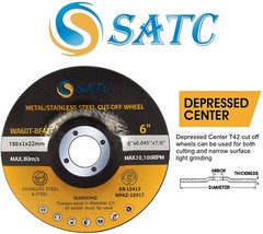 Box of 100pcs 6″150MM Depressed Center Cut-Off Wheels for Metal &Stainless Steel