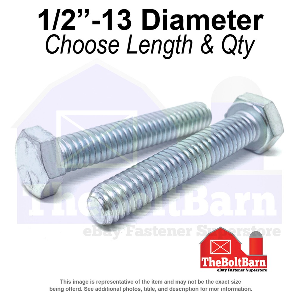 1/2″-13 Grade 5 Coarse Hex Tap Bolts Zinc Clear (Choose Length & Qty)