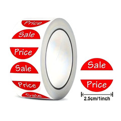 ⭐2 ROLL SPECIAL! ⭐ 1000 RED + WHITE PRICE LABELS STICKERS RETAIL STORE SALE TAGS