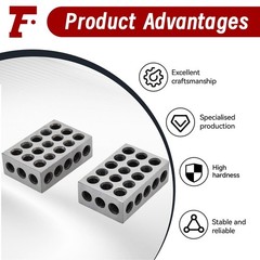 1 X 2 X 3 Inch Blocks Matched Pair Hardened Steel 23 Holes Accuracy 1 2 3 Block