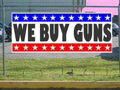 Stars & Stripes WE BUY GUNS Banner Sign NEW 2×5